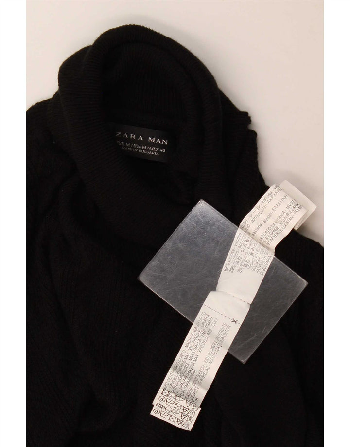 Rollkragenpullover für Herren von Zara, mittelschwarze Viskose