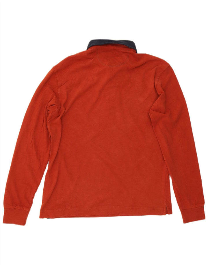 La Martina Herren-Langarm-Poloshirt aus mittelroter Baumwolle