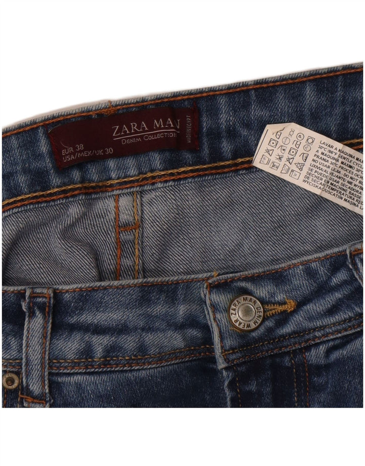 Zara Herren Slim Jeans EU 38 Small W30 L29 Blaue Baumwolle