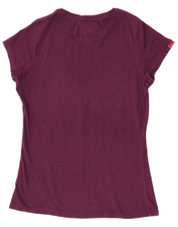 Superdry Damen Grafik-T-Shirt-Oberteil UK 14 Large Lila Baumwolle