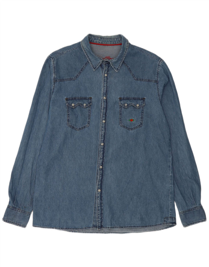 Charro Herren-Jeanshemd, große blaue Baumwolle