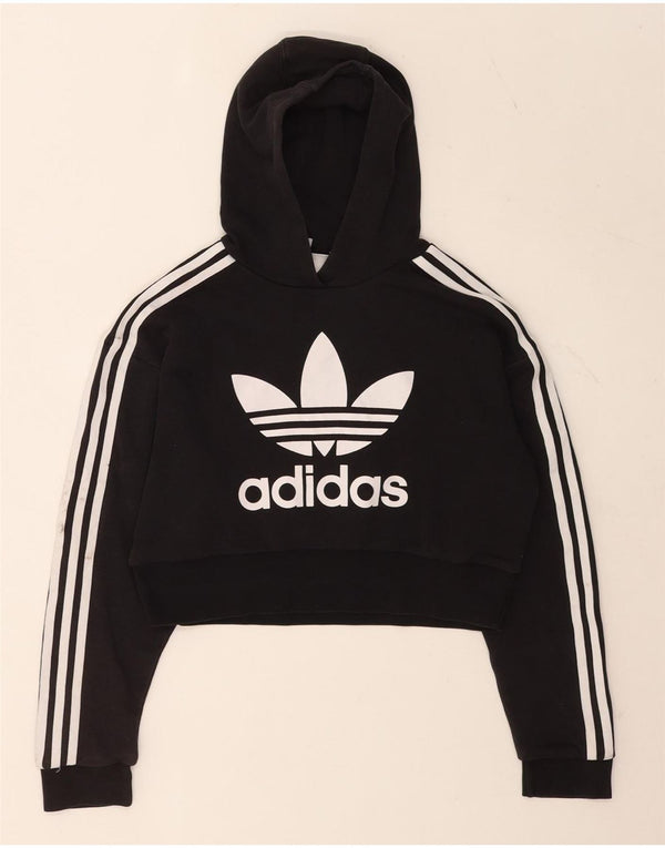 Adidas Mädchen Crop Graphic Hoodie Pullover 11–12 Jahre, schwarze Baumwolle