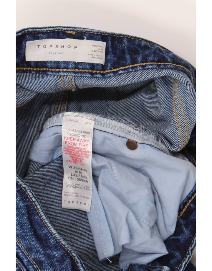 Topshop Damen Straight Jeans W25 L26 Blaue Baumwolle