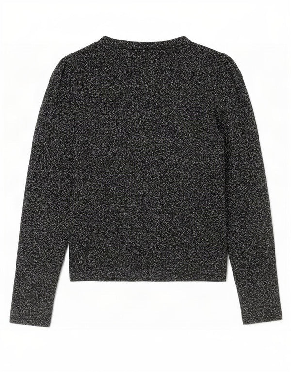 Zara Damen Top Langarm UK 10 Small Schwarz geflecktes Polyester