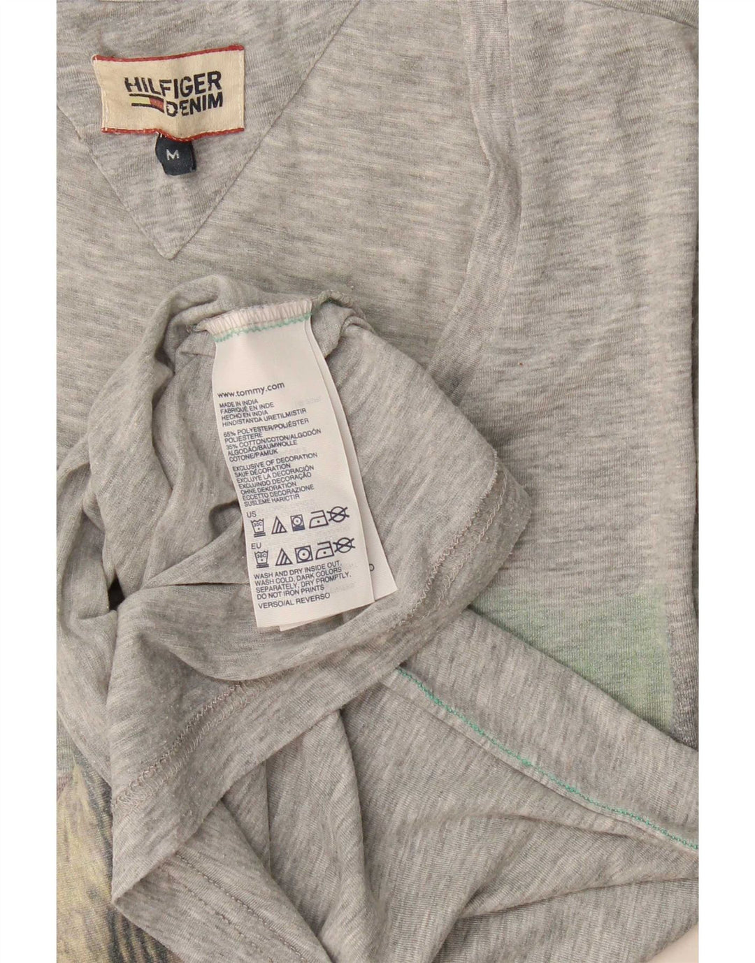 Tommy Hilfiger Herren-T-Shirt mit Grafik, mittelgrau geflecktes Polyester