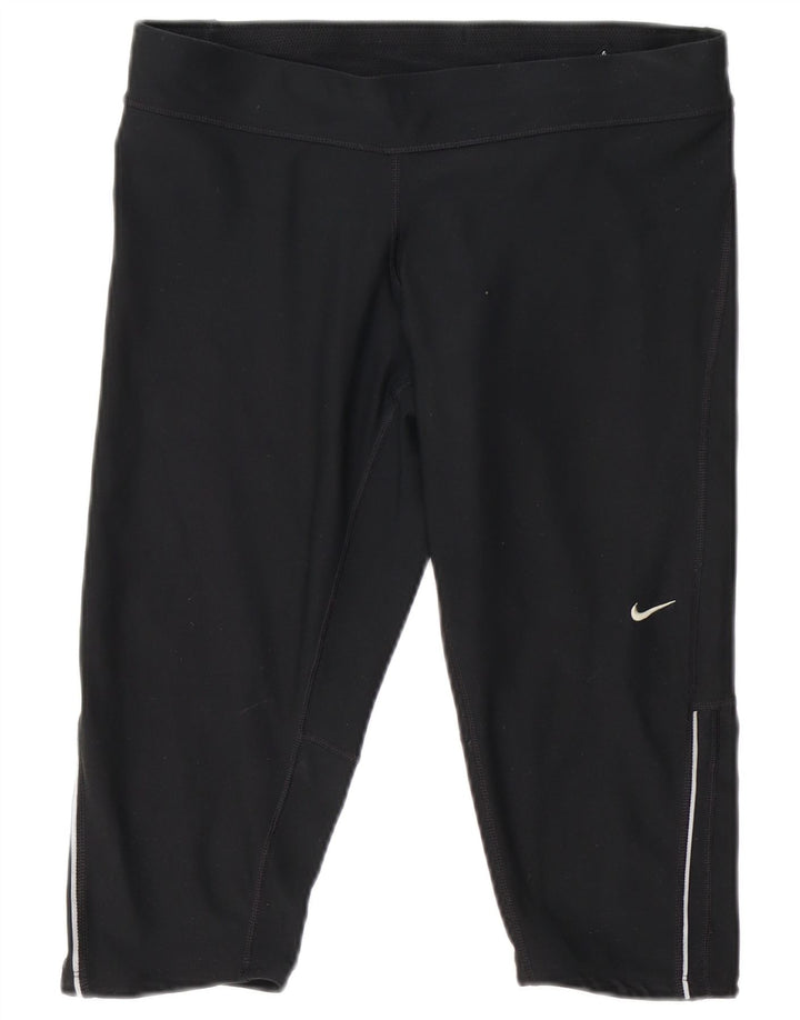 Nike Damen Dri Fit Capri Leggings UK 14 Large Schwarz Polyester