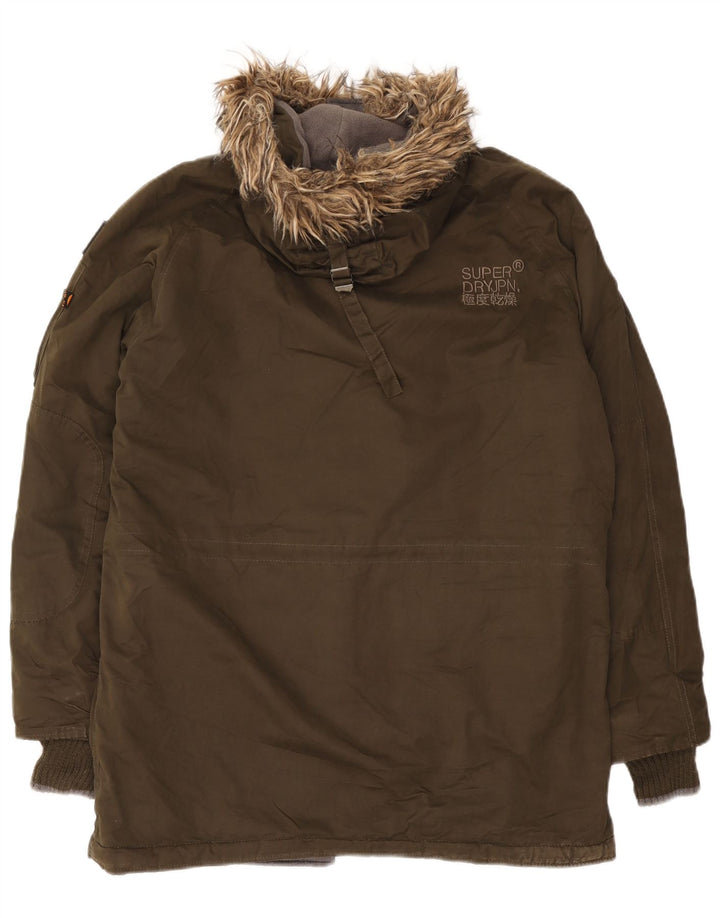 Superdry Herren-Parka mit Kapuze, UK 42, XL, Khaki, Polyester