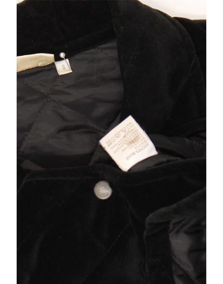 Andrea Mare Damen-Samt-Übergröße-Steppjacke, Gr. 10, Größe S, Schwarz, Baumwolle