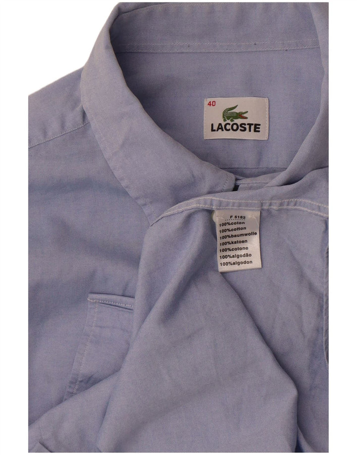 Lacoste Herrenhemd Größe 40 mittelblaue Baumwolle