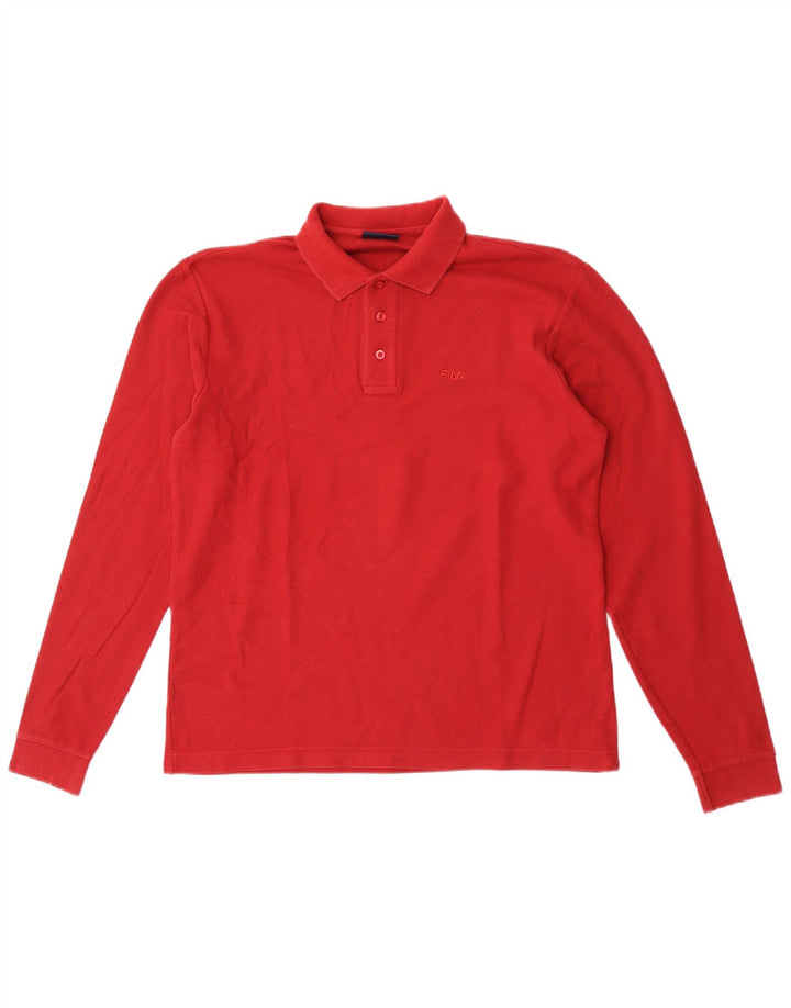 Fila Herren Langarm-Poloshirt Mittelrot