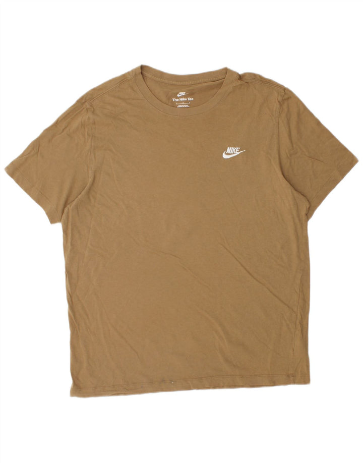Nike Herren T-Shirt Top Large Braun Baumwolle