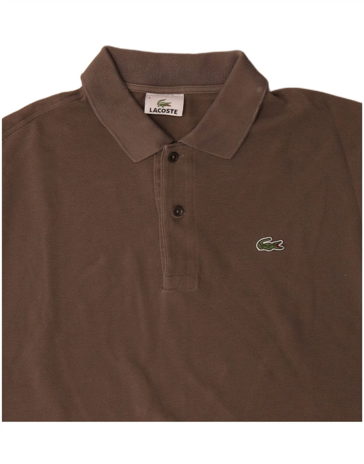 Lacoste Herren-Poloshirt, Größe 5, groß, braune Baumwolle