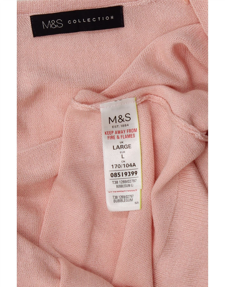 Marks & Spencer Damen Longline Open Cardigan Pullover UK 16 Large Pink