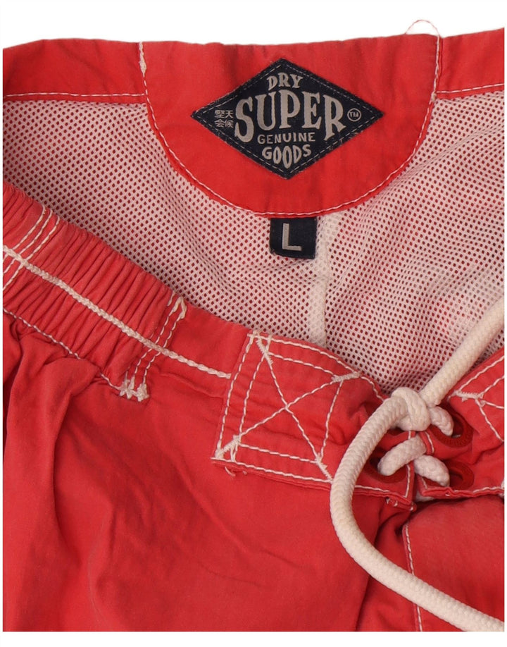 Superdry Herren Badeshorts mit Grafik, Größe L, Rot, Polyester