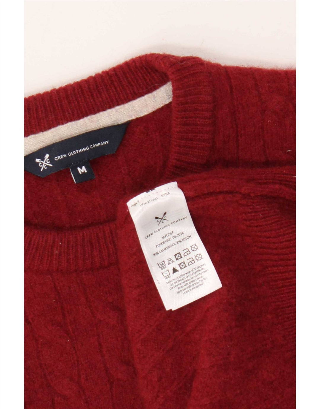 Crew Clothing Herren-Pullover aus Lammwolle in Mittelrot