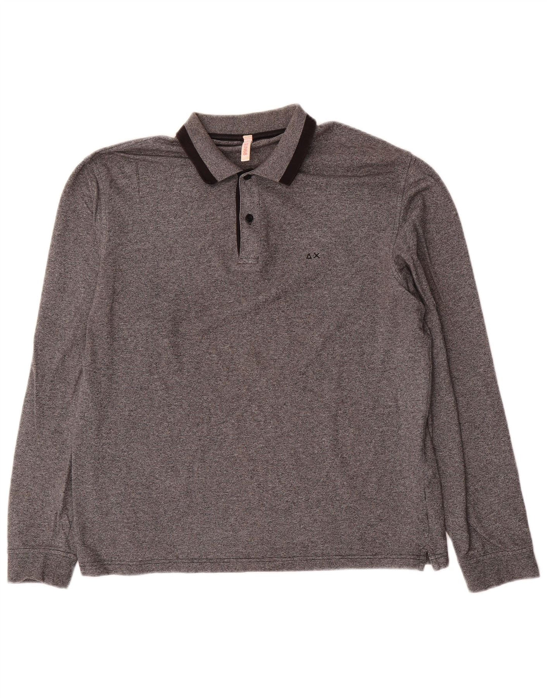 Sun68 Herren-Langarm-Poloshirt XL aus grauer Baumwolle