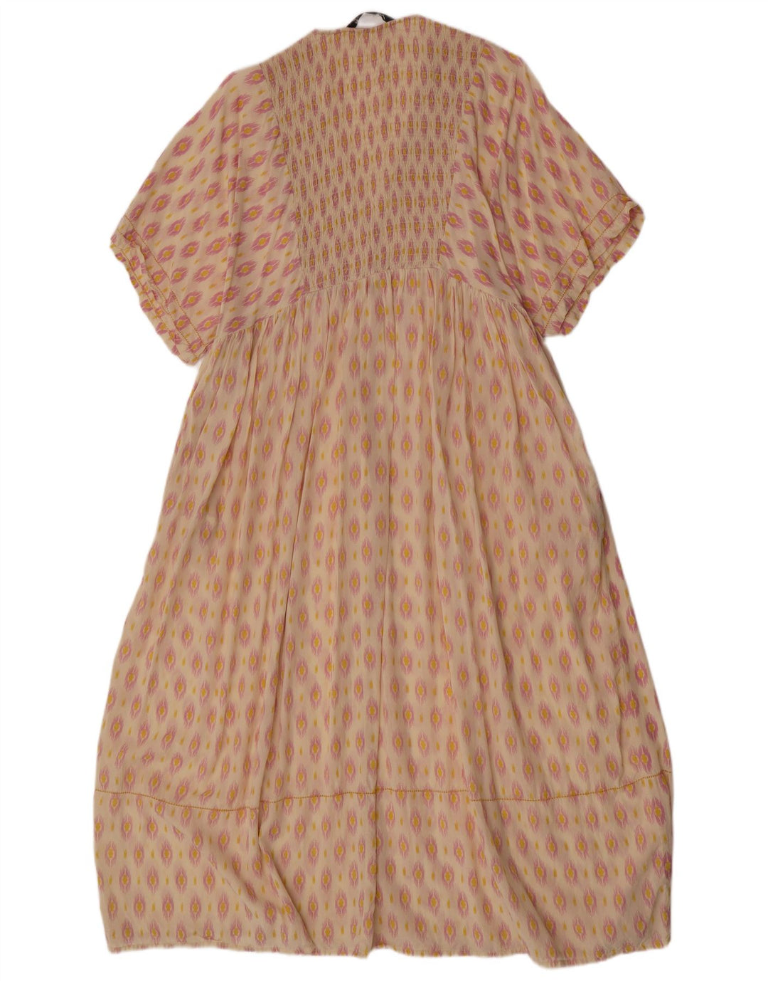 Zara Damen-Kaftan-Kleid UK 12 Medium Off White Ikat Viscose