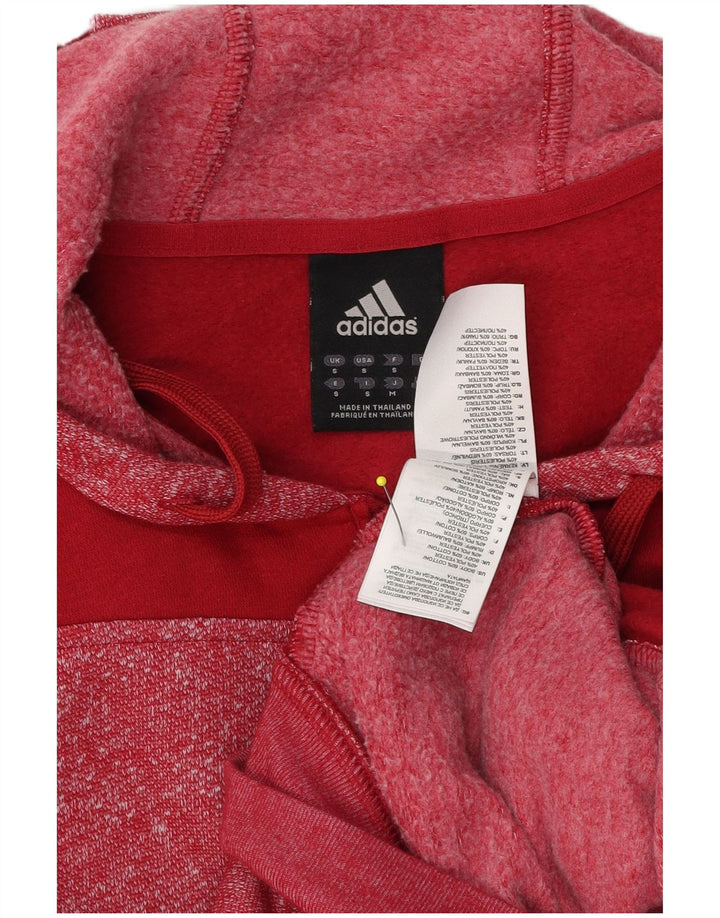 Adidas Herren-Kapuzenpullover mit Reißverschluss, klein, rot gestreift, Baumwolle
