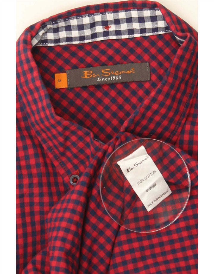 Ben Sherman Herrenhemd aus mittelroter Gingham-Baumwolle