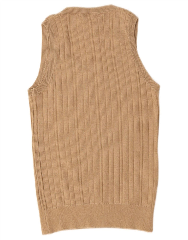 Benetton Damen ärmelloses Blusenoberteil UK 12 Mittelbeige Wolle