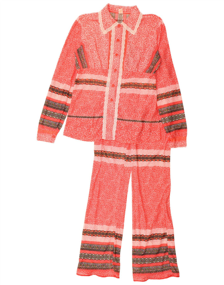 Vintage Damen 2-teiliges Set UK 12 Mittelrotes Polyamid