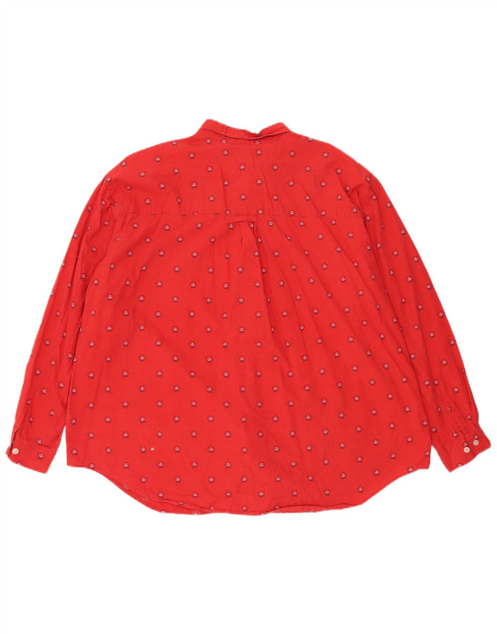 Dockers Damen-Oversize-Hemd, UK 20 2XL, rote geometrische Baumwolle