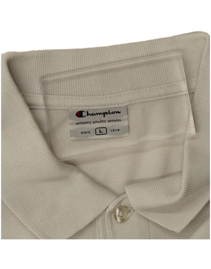 CHAMPION Mens Polo Shirt Large White