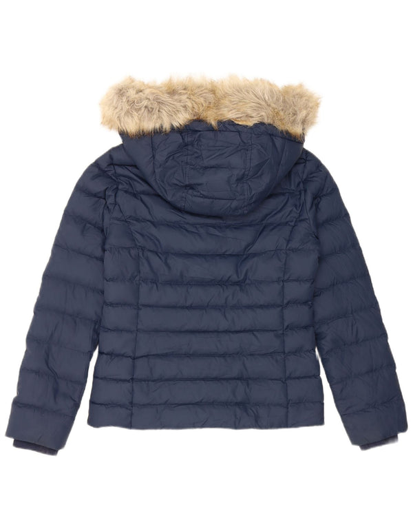 Tommy Hilfiger Wattierte Damenjacke mit Kapuze, UK 10, Größe S, Marineblau, Polyester