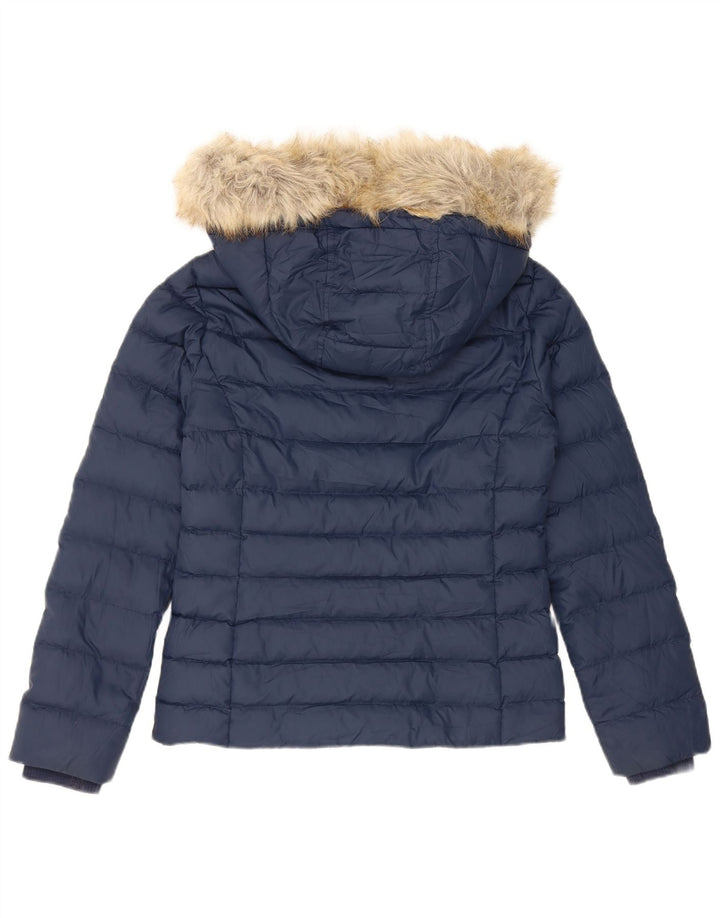Tommy Hilfiger Wattierte Damenjacke mit Kapuze, UK 10, Größe S, Marineblau, Polyester