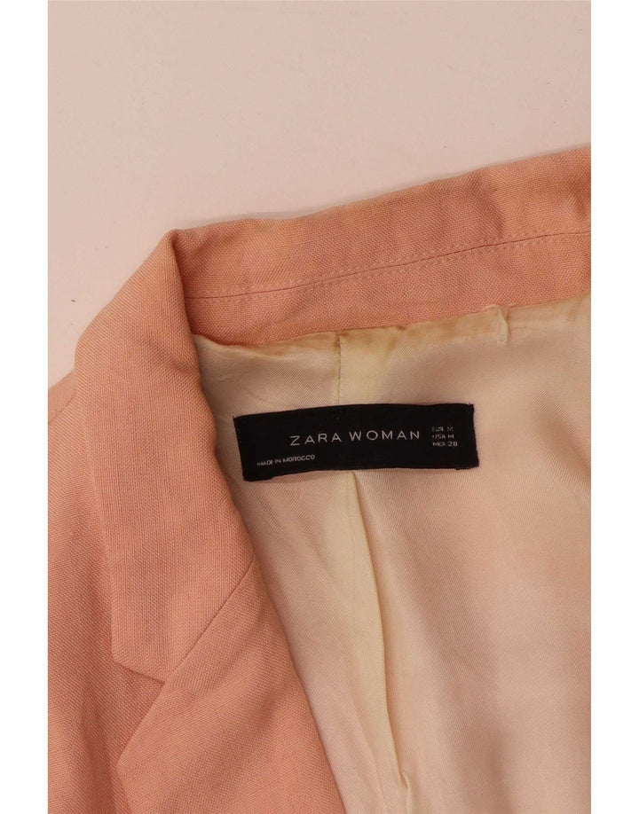 Zara Damen 1-Knopf-Blazerjacke UK 14 Mittelrosa Viskose