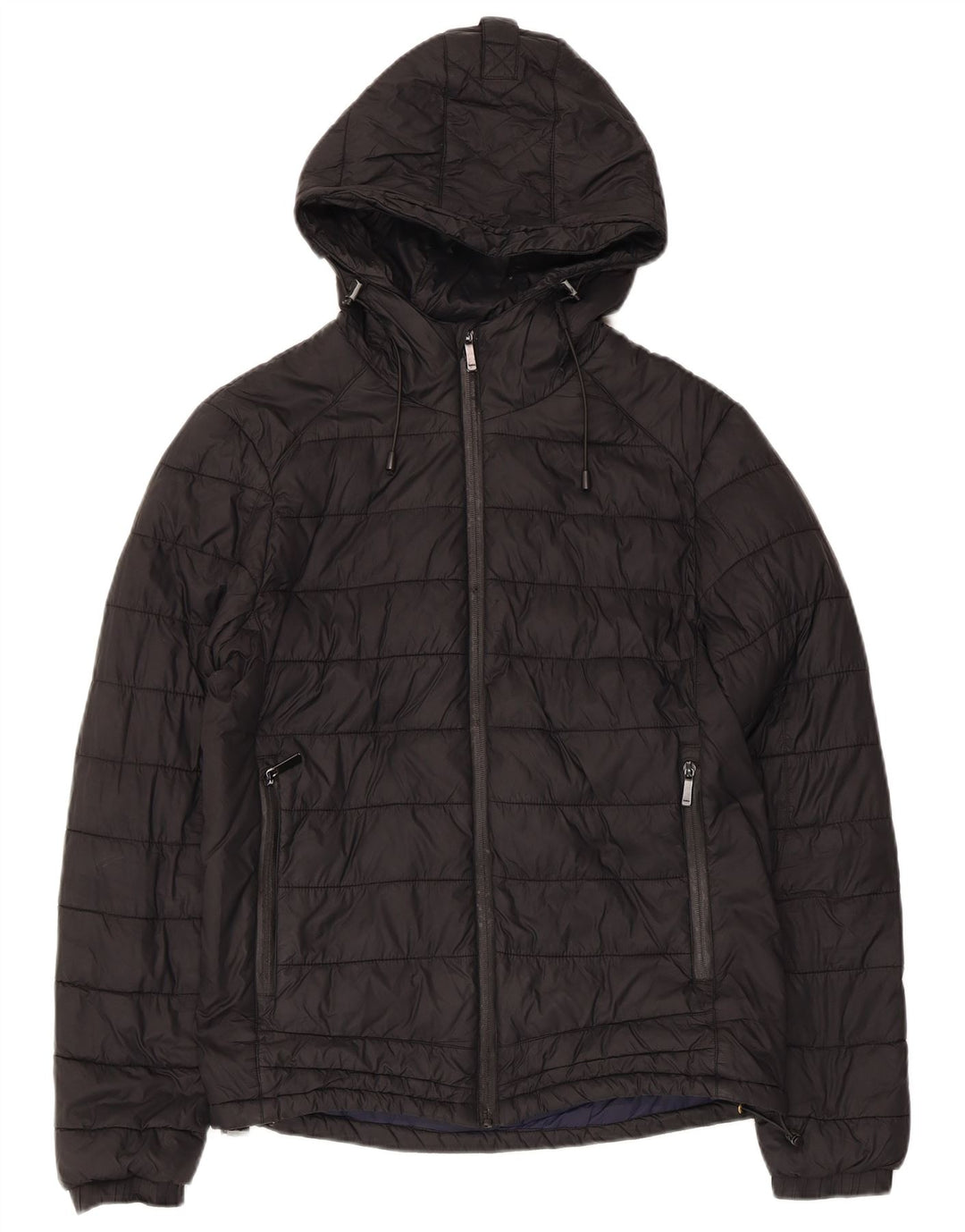 ZARA Herren-Jacke mit Kapuze, gepolstert, Größe 36, Schwarz