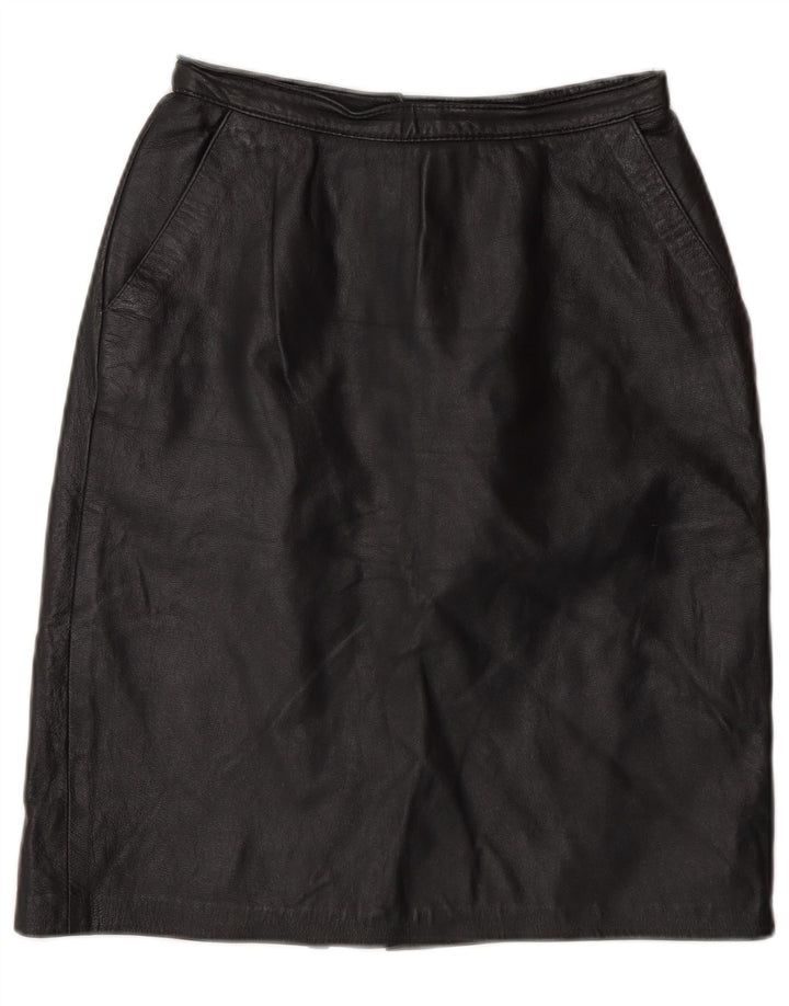 VINTAGE Damen Lederrock W24 XS Schwarz