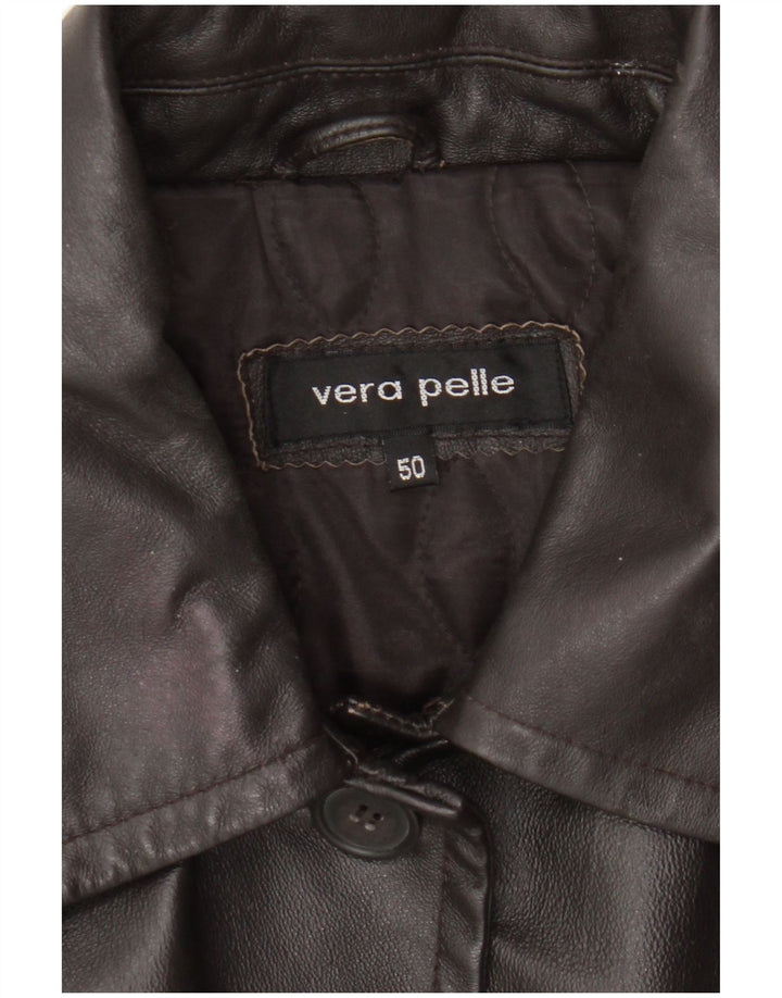 Vintage Damen Ledermantel IT 50 XL Braunes Leder