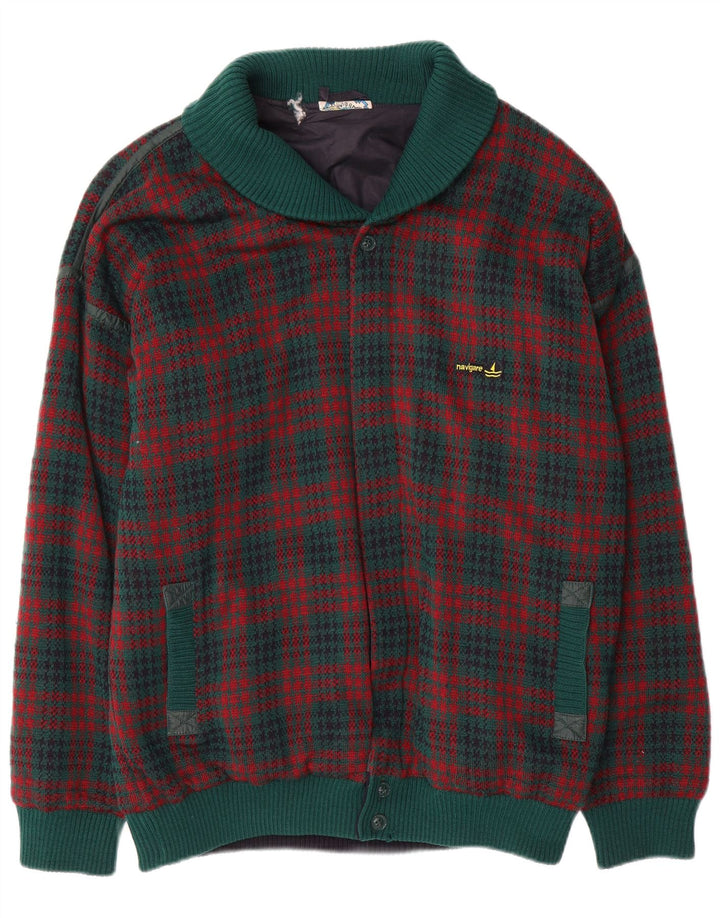 NAVIGARE Herren-Cardigan-Pullover XL grün kariert