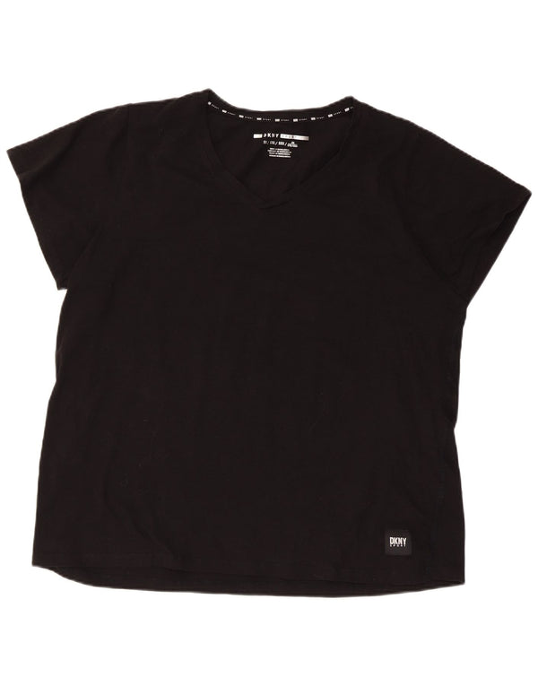 Dkny Damen Kurzarm-T-Shirt, normal, UK 18, XL, Schwarz, Baumwolle