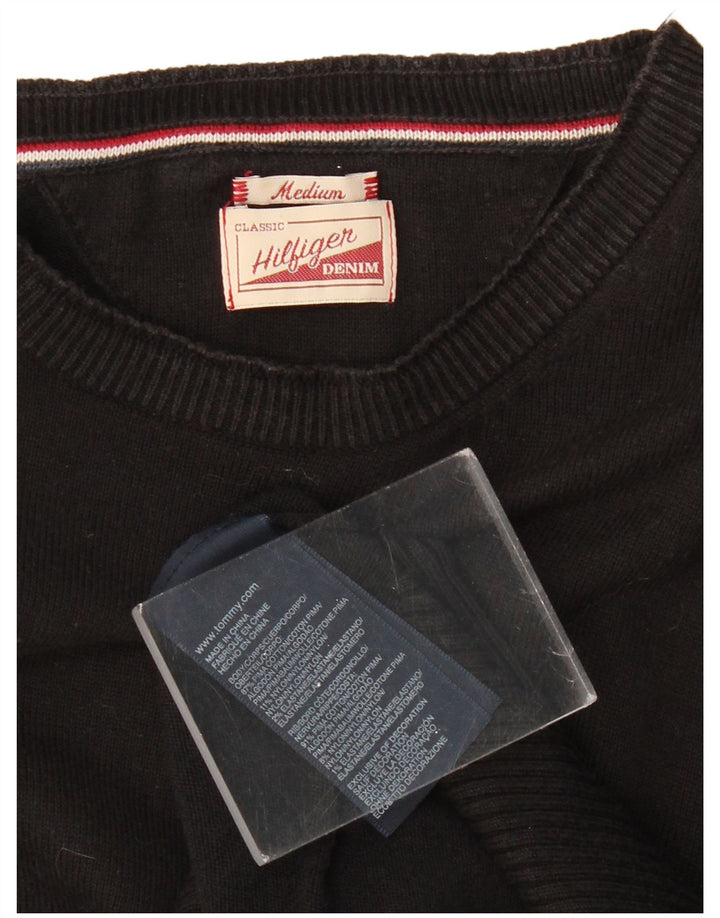 TOMMY HILFIGER Herren-Pullover mit U-Boot-Ausschnitt, mittelschwarze Baumwolle