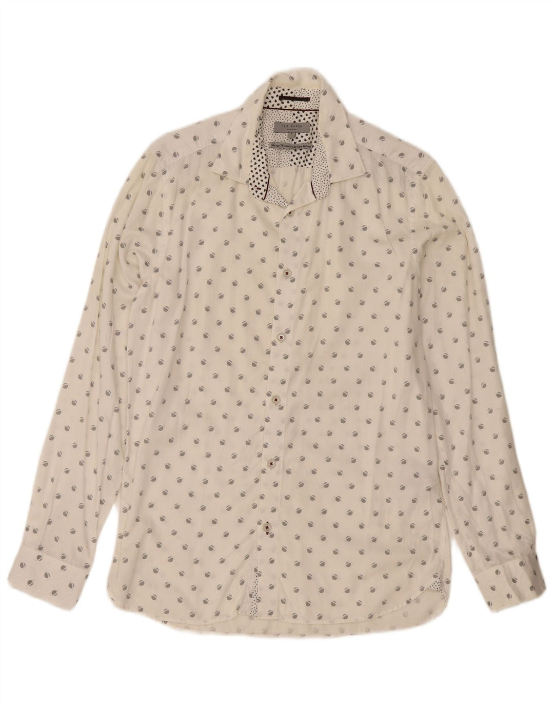 Ted Baker Herren-Hemd mit abstraktem Muster, Größe 3, mittelweiße Baumwolle