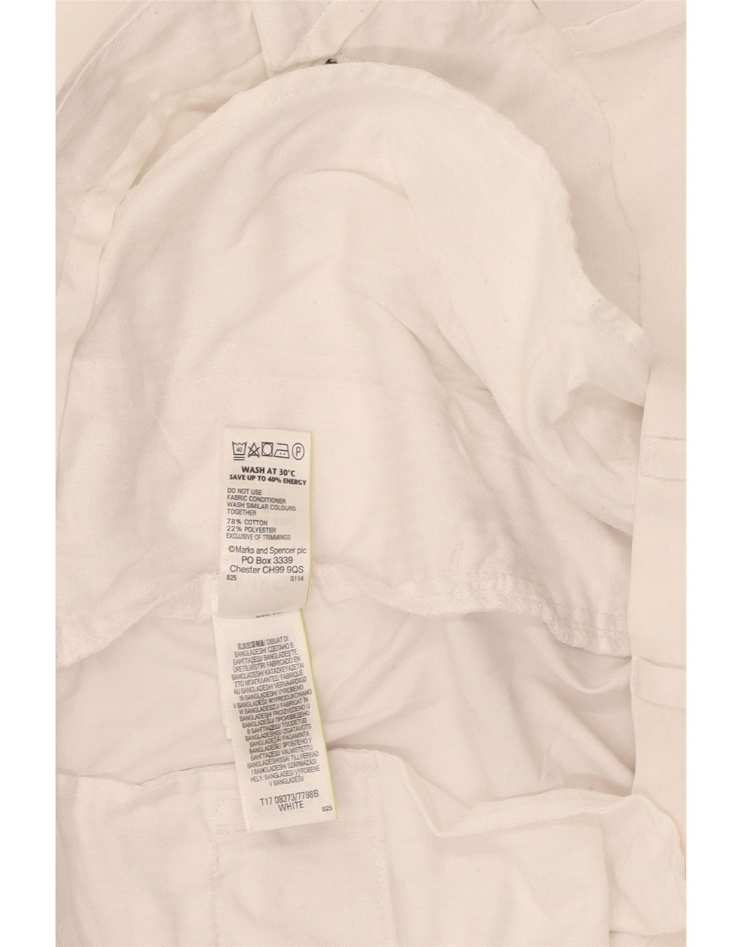Marks & Spencer Herren Chinoshorts W40 XL Weiße Baumwolle