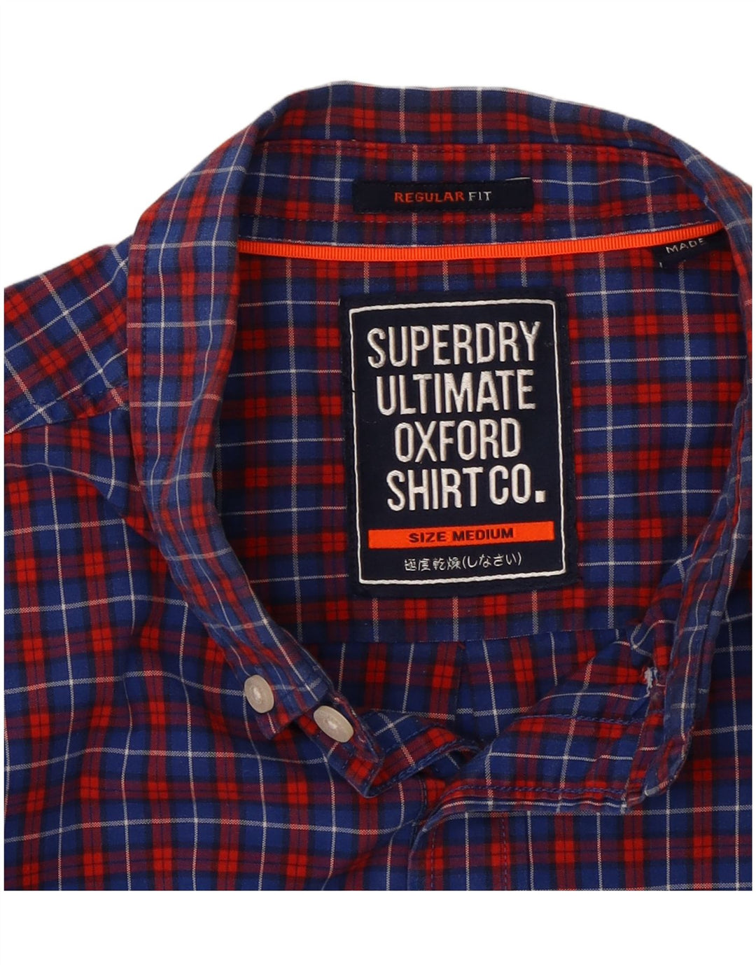 SUPERDRY Herrenhemd aus mittelblau karierter Baumwolle