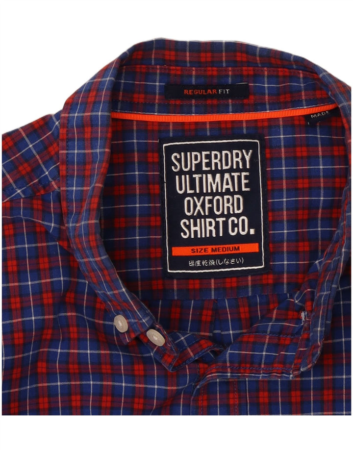 SUPERDRY Herrenhemd aus mittelblau karierter Baumwolle