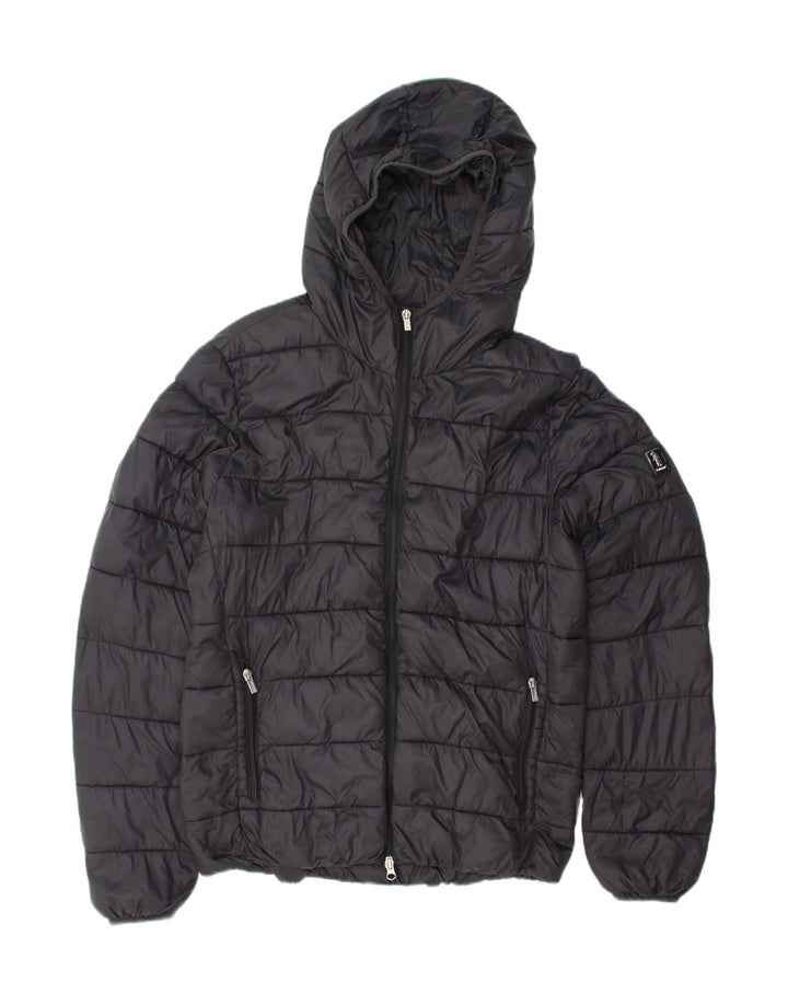REFRIGUE Wattierte Herrenjacke mit Kapuze, UK 38, mittelschwarz