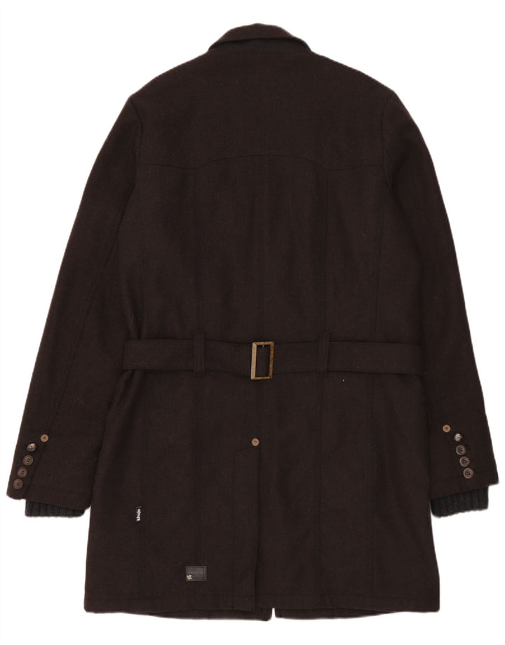 KHUJO Herrenmantel UK 40 Large Braunes Fischgrätenmuster aus Polyester