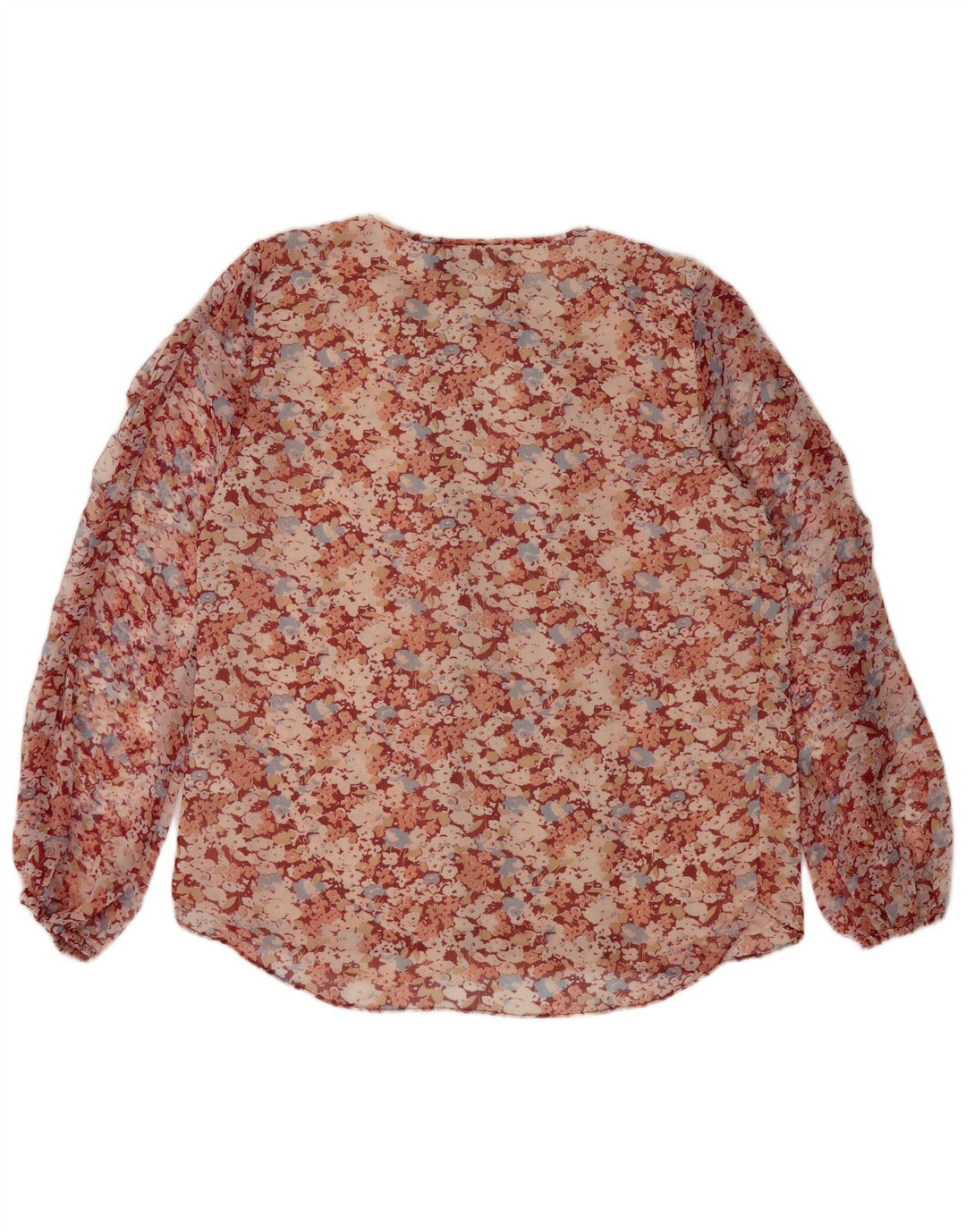 Durchsichtiges Damen-Blusenoberteil von Ralph Lauren, UK 16, großes rotes Blumenmuster aus Polyester
