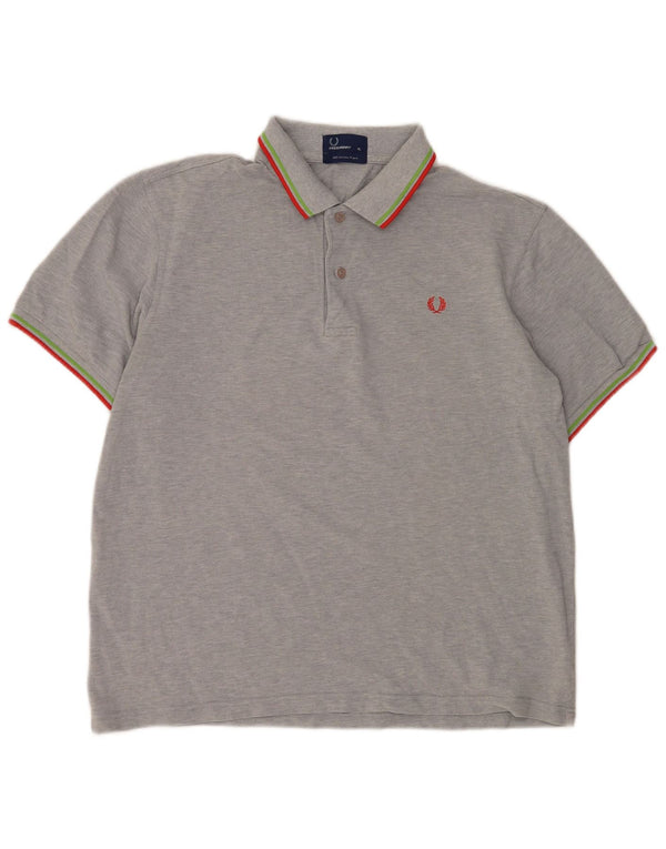 Fred Perry Herren-Poloshirt XL, grau gefleckte Baumwolle