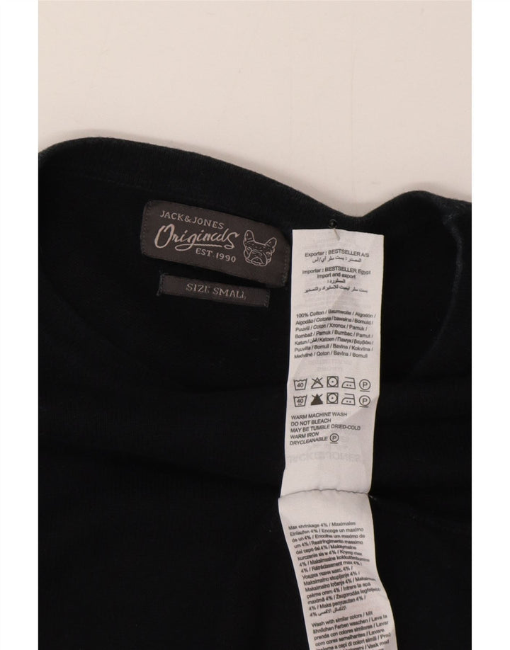 Jack & Jones Herren-Pullover mit Rundhalsausschnitt, Größe S, schwarze Baumwolle