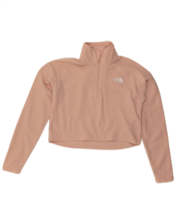 THE NORTH FACE Damen Übergroßer, bauchfreier Fleece-Pullover mit Reißverschluss und Reißverschluss, UK 6, XS, Rosa