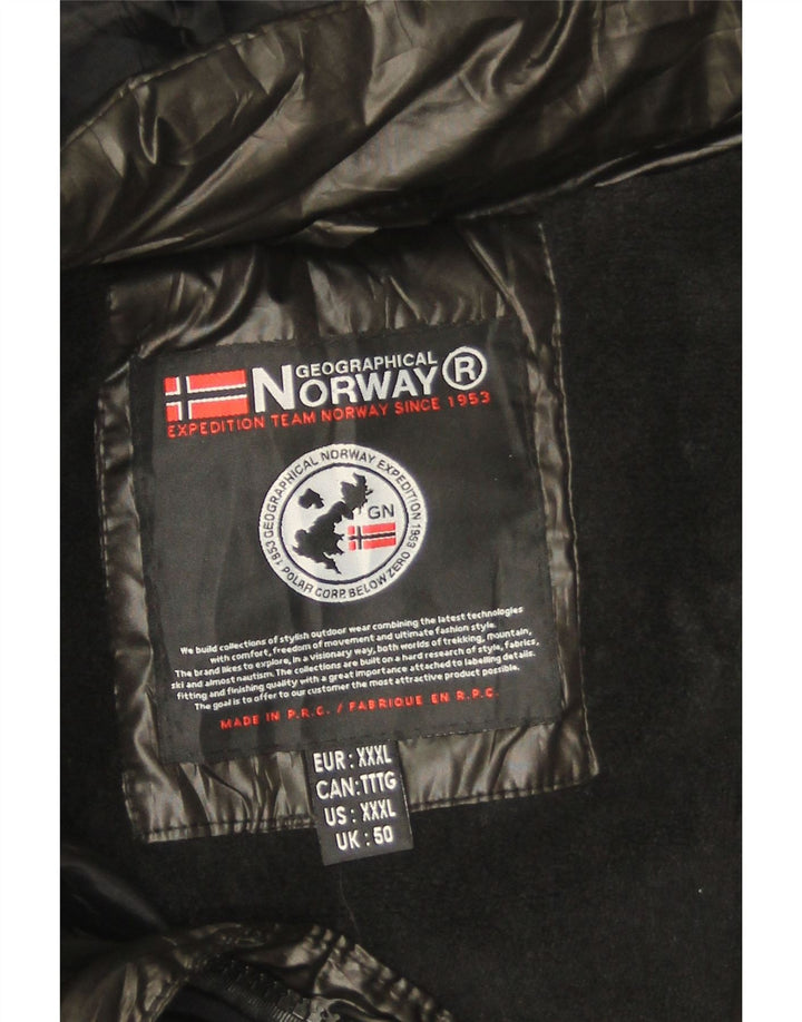 Wattierte Herrenjacke mit Kapuze, UK 50 3XL, schwarzes Polyester