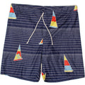 VINTAGE Mens Swimming Shorts Large Navy Blue Striped Polyester Vintage Vintage and Second-Hand Vintage from Messina Hembry 