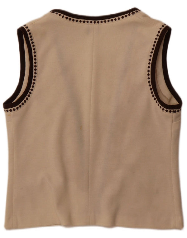 Carre Damen ärmelloser offener Cardigan-Pullover EU 42 Large Off White