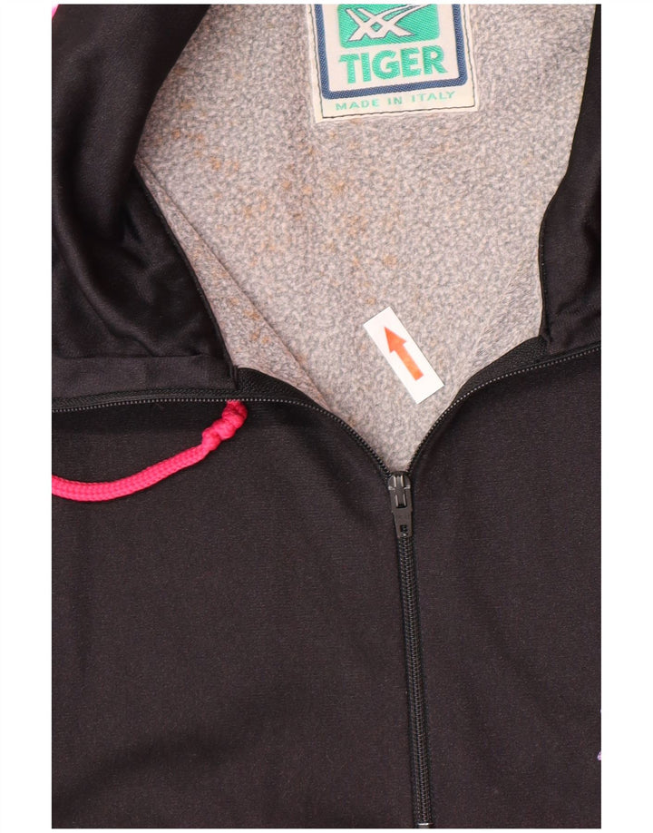 Asics Damen Pullover-Trainingsanzug-Oberteil IT 48 Small Black Colourblock 90er Jahre